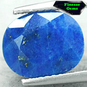 3.26 CT.NATURAL OVAL WHITE GOLDEN PYRITE MATRIX AZURE BLUE AFRICA LAPIS LAZULI