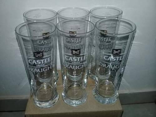 CASTLE DRAUGHT 500ML BEER GLASSES x6