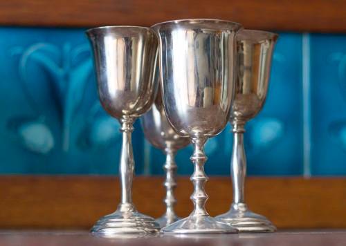 Stunning HALLMARKED pair included - JOB LOT of 4 Silverplate Goblets