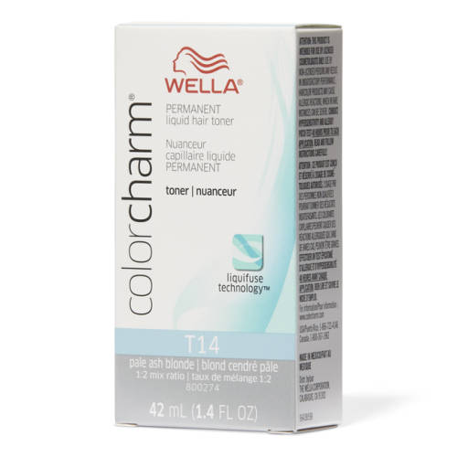 Wella T14 Pale Ash Blonde Hair Toner and Nu Lite Developer Combo