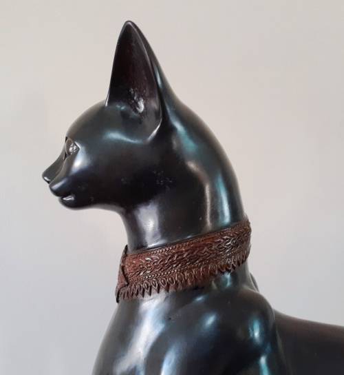Stunning Pair of Bronze Cat Statues (c.1930) by Artist A. Tiot
