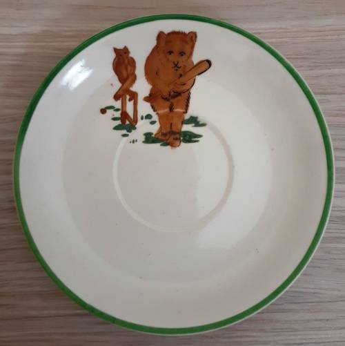 Rare Collectable Vintage Nursery Cricket Bear Cup and Saucer c.1930