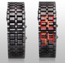 DIGITAL LAVA STYLE. RED LED ON BLACK. IRON SAMURAI FACELESS SPORTS WATCH FOR LADIES.