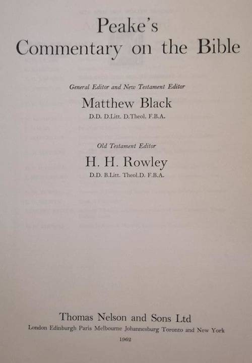 Peake's commentary on the Bible. Hardcover. First Edition. 1962