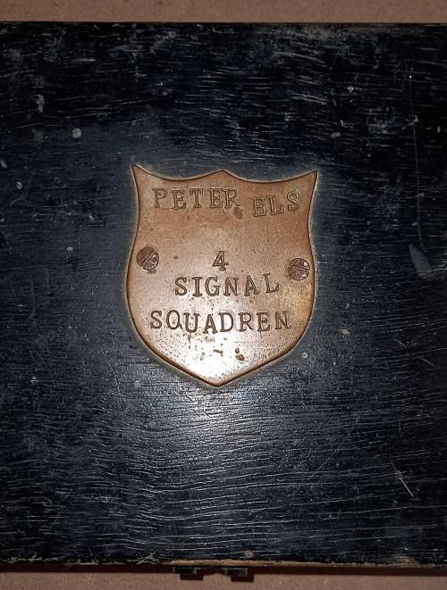 SADF 4 Signals Squadron Wooden Box. 35cm x 17cm x 11cm