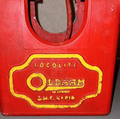 Vintage Cast Aluminium Oldham LocoLite. 37cm Tall x 20cm x 11cm