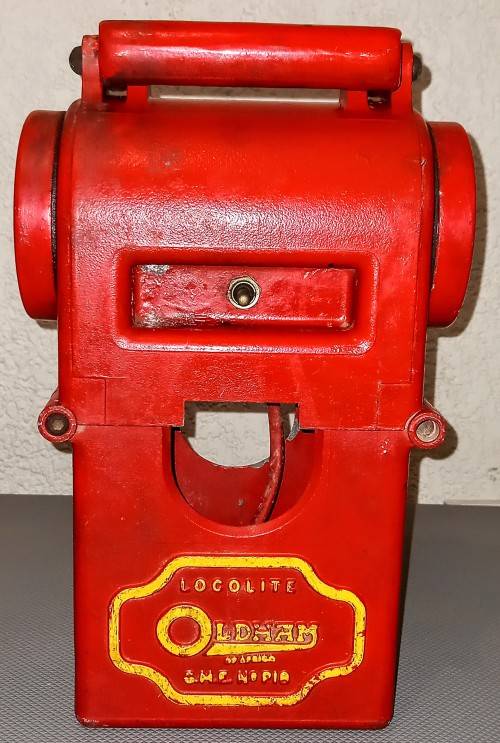 Vintage Cast Aluminium Oldham LocoLite. 37cm Tall x 20cm x 11cm