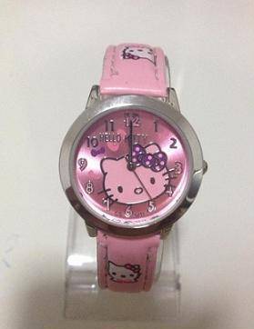 HELLO KITTY GIRL'S WATCH WITH KITTY LOGO ON STRAP - PINK