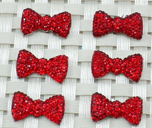 2 PCS RESIN BOW FLAT BACK EMBELLISHMENTS FOR ARTS & CRAFTS -RED