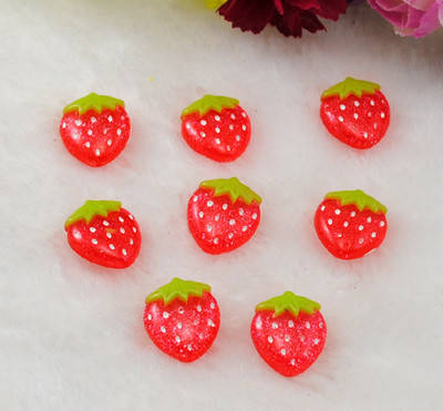 4 PCS RESIN STRAWBERRY FLAT BACK EMBELLISHMENTS FOR ARTS & CRAFTS