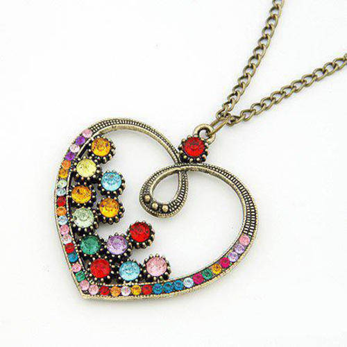 VINTAGE HEART WITH COLOR RHINESTONES