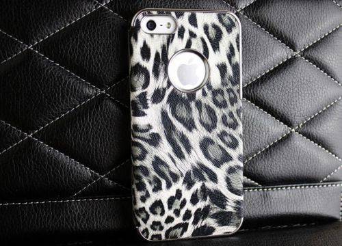 FASHION CHROME DELUXE LEOPARD PRINT HARD CASE COVER FOR IPHONE 5