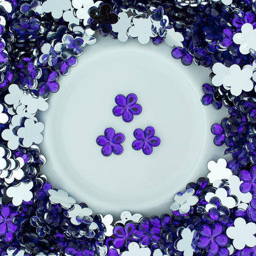 100PCS 3MM FLOWER RHINESTONES FOR NAIL ART & CRAFTS - VIOLET