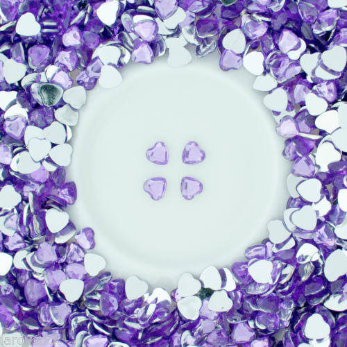 100 PCS 2.5 * 2 MM HEART ACRYLIC RHINESTONES NAIL ART & CRAFTS FLAT BACK - LIGHT PURPLE