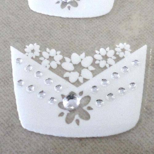 3D WEDDING FRENCH STYLE NAIL ART DECAL WITH RHINESTONES # 4