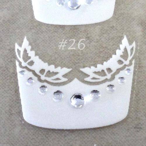 3D WEDDING FRENCH STYLE NAIL ART DECAL WITH RHINESTONES # 26