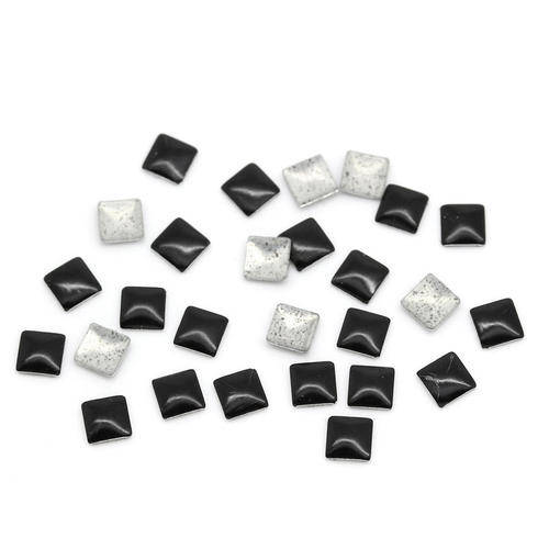 100PCs 2MM Aluminum Metallic Nail Art Decoration Studs Tips Square - Black