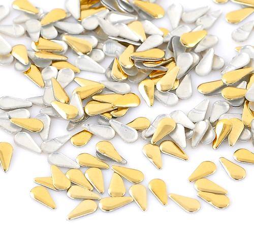 100PCS 6MM GOLD PLATED TEARDROP METAL STUDS FOR NAIL ART & CRAFTS