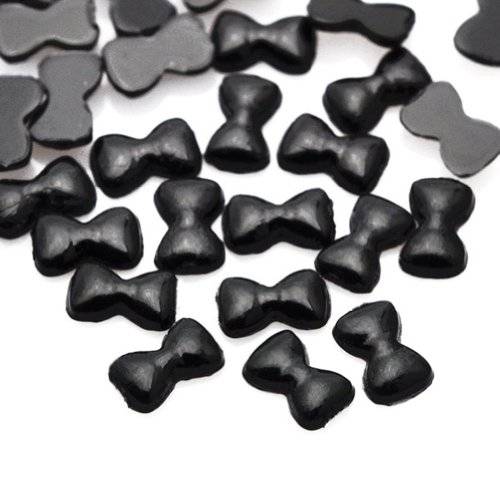 100 PCS 2 MM BOW ACRYLIC RHINESTONES NAIL ART & CRAFTS FLAT BACK -BLACK