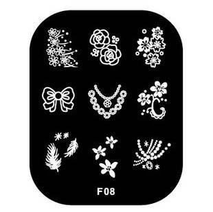 NAIL ART STAINLESS STEEL STAMPING PLATE KONAD TEMPLATE (F08)