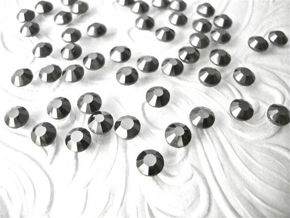 RHINESTONES - Ss6 Hot Fix Iron On Jet Hematite Rhinestones