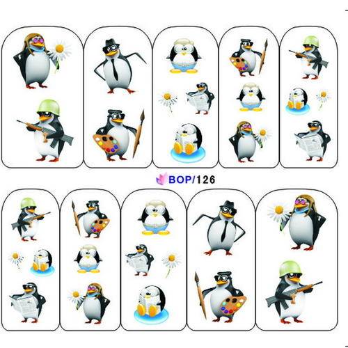 NAIL ART - WATER TRANSFER - PENGUIN