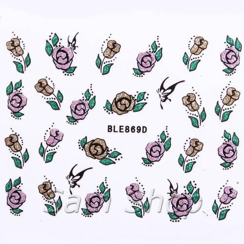 NAIL ART - GLITTER - STICKER - FLOWER