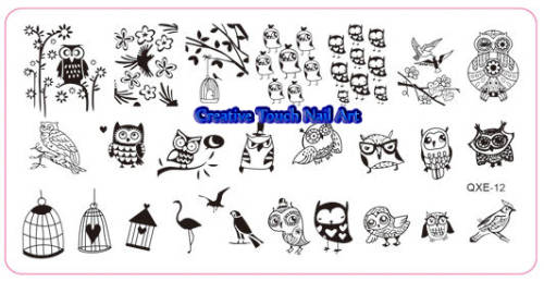 STAMPING NAIL ART OWLS , BIRDS & CAGE - IMAGE STAMPING PLATE