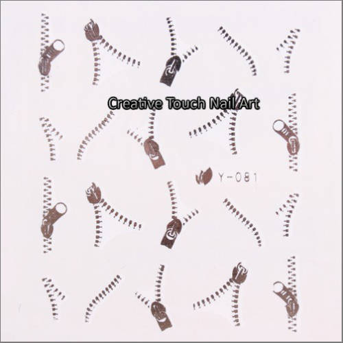 WATER TRANSFER NAIL ART DECAL - SILVER ZIP