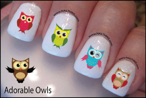 WATER TRANSFER NAIL ART DECAL - OWLS