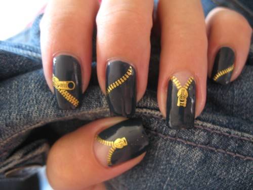 WATER TRANSFER NAIL ART DECAL - GOLD ZIP