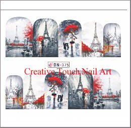 WATER TRANSFER NAIL ART DECAL - RED & GRAY