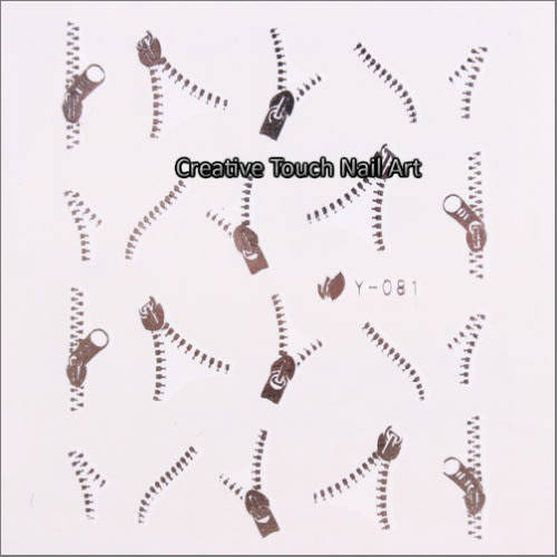 NAIL ART - Silver Zipper Water Transfer Nail Art