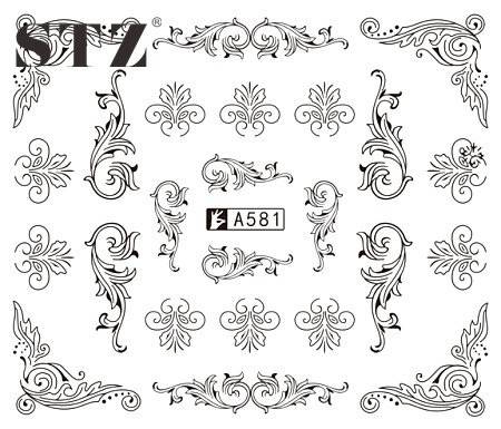NAIL ART - Water Transfer Decals Nail Art Stickers Black