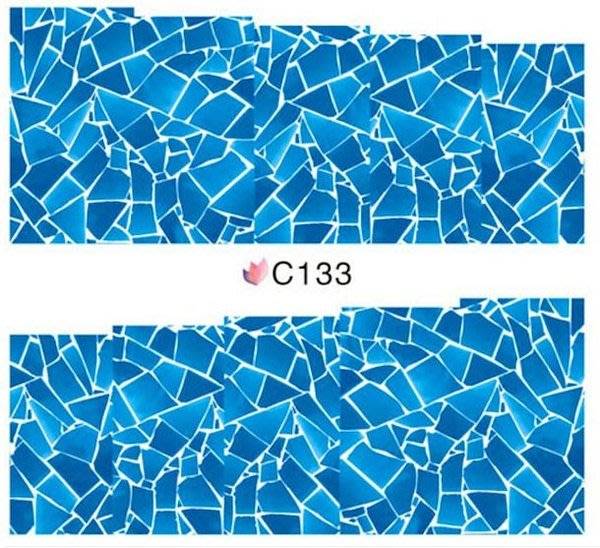 NAIL ART - Blue Abstract Water Transfer Nail Art