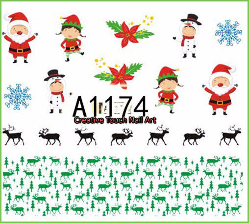 Nail art water decals transfer stickers for nails Christmas