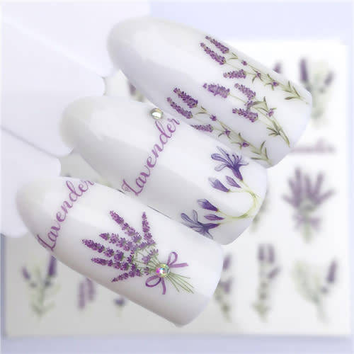 Water Transfer Decals Lavender Nail Art Sliders - 3105