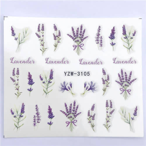 Water Transfer Decals Lavender Nail Art Sliders - 3105