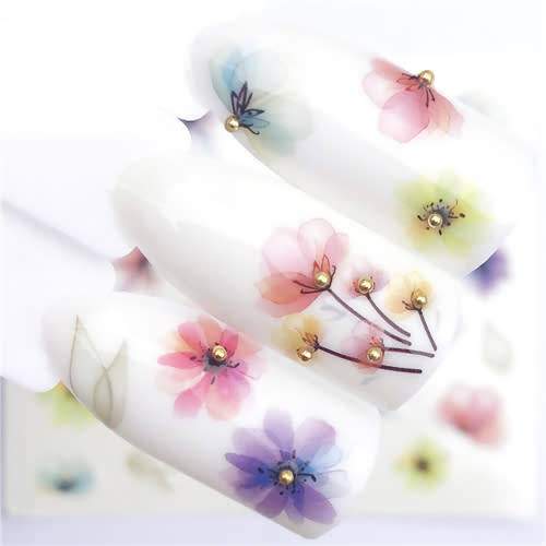 Water Transfer Decals Flower Nail Art Sliders - 3108