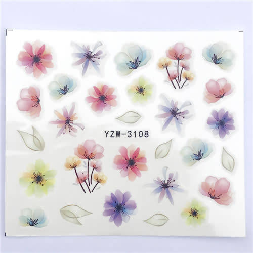 Water Transfer Decals Flower Nail Art Sliders - 3108