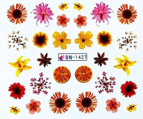 NAIL ART - Water Transfer Decals Nail Art Sliders Flowers - BN1427