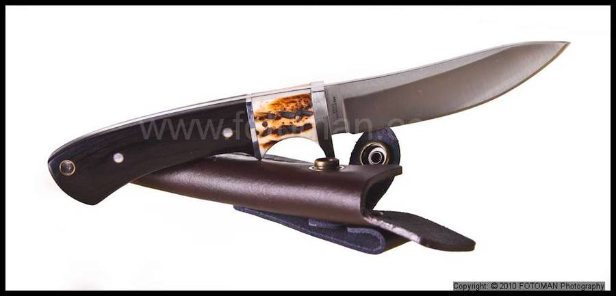 ELK RIDGE HUNTER KNIFE STAG WOOD - CAMPING - FISHING