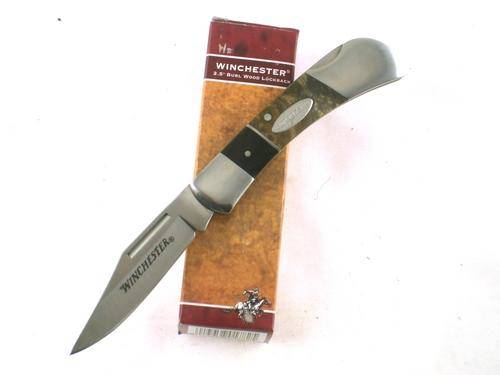 Winchester Burl Wood Handle Folding Pocket Knife NIB