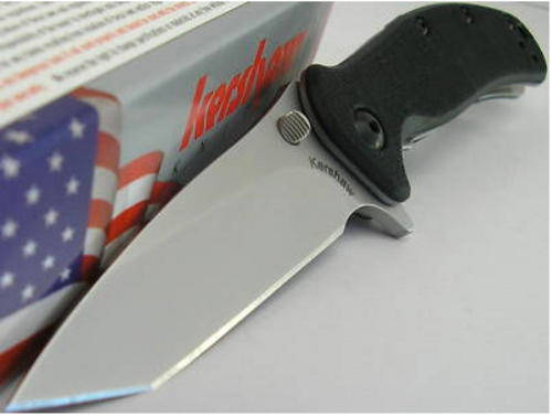 Kershaw USA Zing Tanto Flipper Sandvik Bld Black Knife