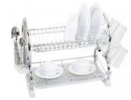 2 tier stainless steel chrome plated dish rack cutlery holder