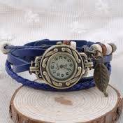 ladies blue quartz leather angel wing watch gift