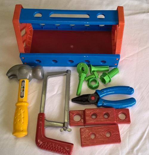 Plastic tool box with tools toy