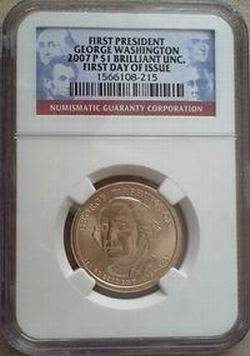 NGC Graded George Washington Brilliant Unc Dollar