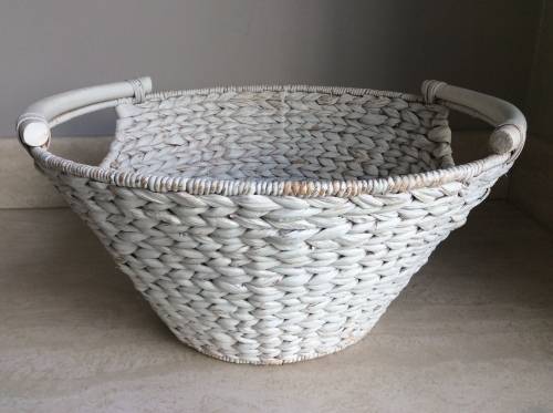 White Round Wicker Basket Container Storage Gift