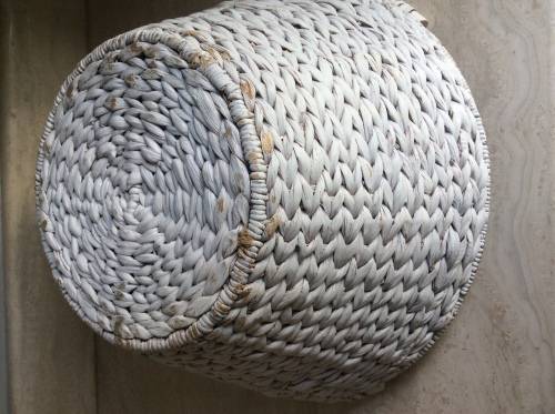 White Round Wicker Basket Container Storage Gift